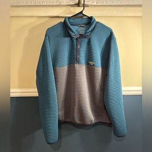 L.L. Bean Blue and Gray Ribbed 1/4 Button Up Pullover, Men’s size XL-Regular